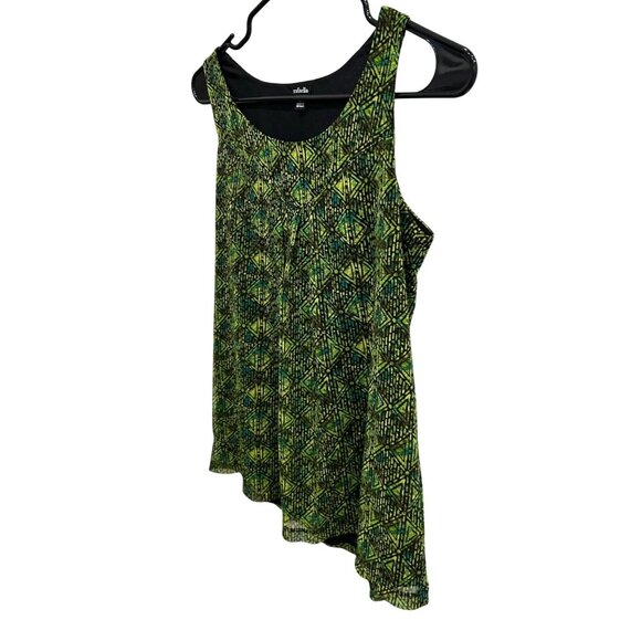 Rafaella Womens Sleeveless Green Black Geometric Print Boho Tank Top S - Picture 3 of 10